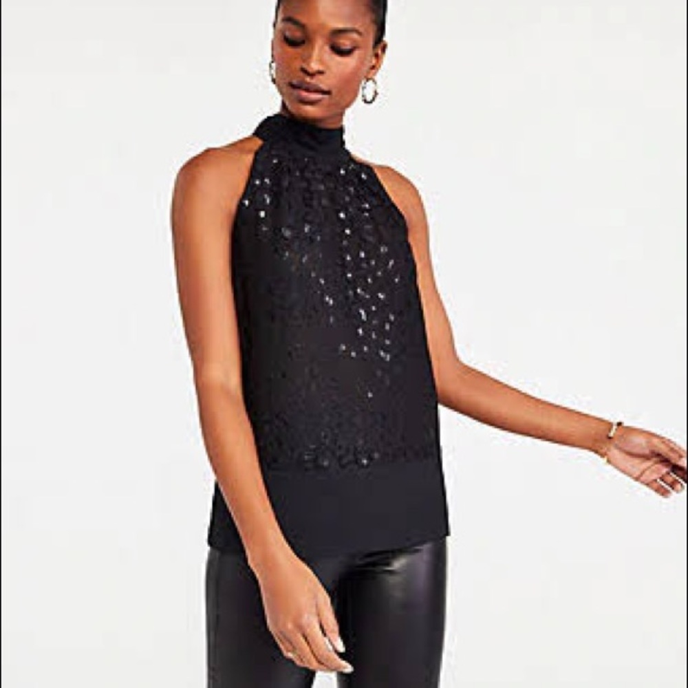 Ann Taylor Halter Tie Neck Top